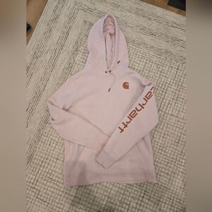 Carhartt Light Pink Hoodie with Rust Logo